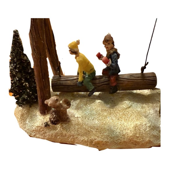 Winter Valley Vintage Log Ride Children Christmas Village Holiday Decor Figure - Picture 2 of 4